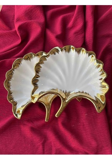 Ginkgo Yaprak Sunum Tabak 2'li Çok Renkli