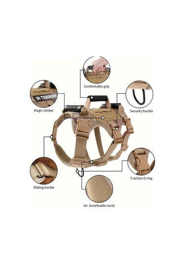Honeybeeshop Dayanıklı Köpek Taktik Tasması Army Green Xl Rahat Göğüs Kayışı Ayarlanabilir Eğitim Donanımı Altın