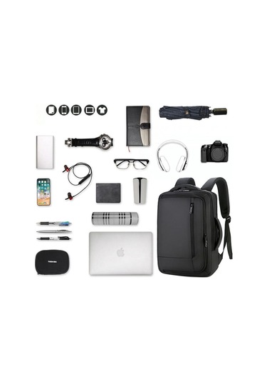Yamaluo 1805 USB Şarj Portlu Laptop Notebook Sırt Çantası Siyah