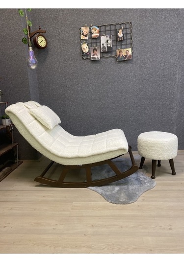 Asedia Miskin Ceviz Teddy Krem Sallanan Sandalye Dinlenme Koltuğu