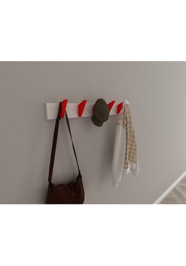 Hepsi3boyutlu Modern Duvar & Kapı Kanca Askılık - 5 Adet Kırmızı Kanca Askılık - Model No : 5 Kırmızı