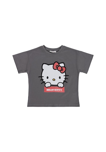 Hello Kitty 10-13 Yaş Tişört - Gri Çok Renkli