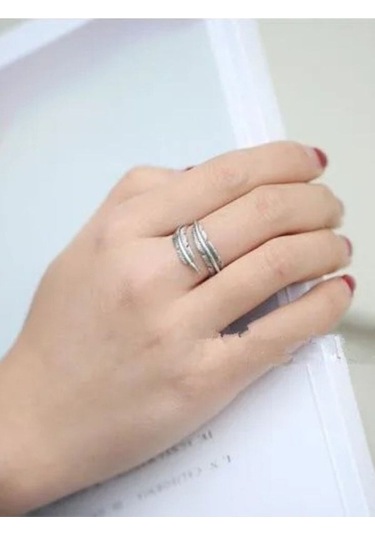 Eyelashes Silver 925 Ayar Gümüş Yaprak Desenli  Ayarlanabilir Yüzük