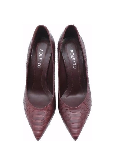 Poletto Hakiki Yılan Deri Bordo Ayakkabı Stiletto 4924 84 Yln-758 Bordo