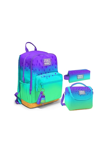 Coral High Üçlü İlk ve Ortaokul Okul Çanta Seti - Mor Lila Renk Geçişli - Kız Çocuk