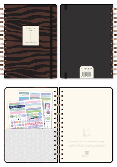 A5 Spiralli Süresiz Planlayıcı Ajanda Kahverengi Zebra Kahverengi Zebra