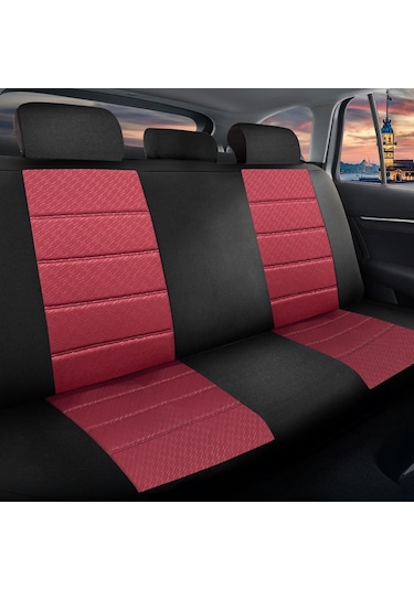 Minderland K1 - Suzuki Splash İle Uyumlu Koltuk Kılıfı, Tam Takım/bordo-siyah