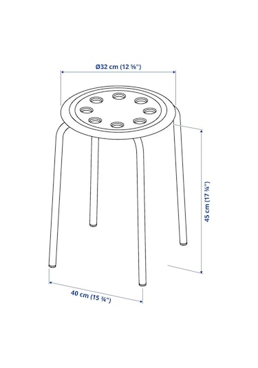 Ikea Marıus Tabure İkea, Siyah 45 Cm 60360928 409568386 Siyah