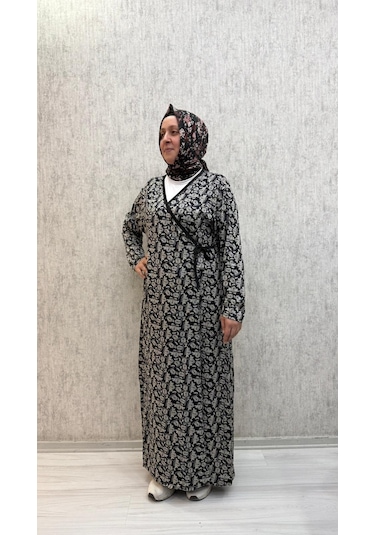 Gd Goldoremi 7 Kadın Viskon Pamuklu Bağlamalı Namaz Elbisesi Siyah