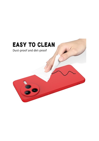 Xiaomi Poco F7 Pro İçin Katı Renk Sıvı Silikon Damlamaz Tam Kapsama Telefon Kılıfı Kırmızı