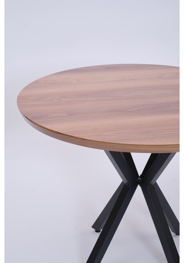 Göksu Yuvarlak Lak Panel Mutfak Masası 100cm Ceviz