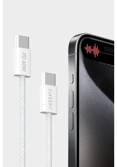 Earldom EC-190CC 2 M 60 W Apple iPhone 15 Serisi ile Uyumlu Type-C to Type-C PD Hızlı Şarj Kablosu