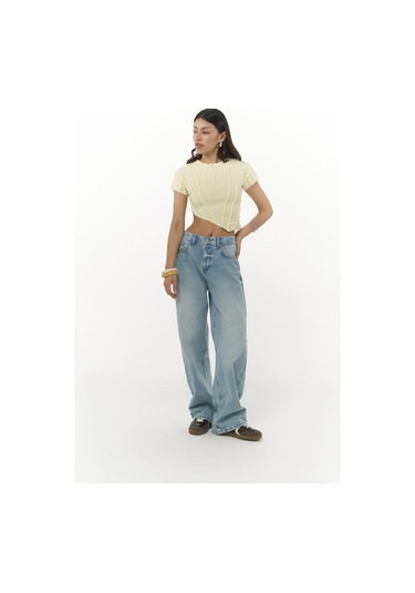 Norris Asimetrik Sarı Crop Sarı