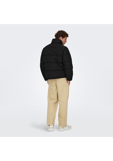 Only&sons Pack Life Puffer Erkek Siyah Dik Yaka Mont Siyah