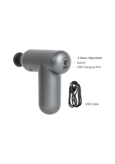 Samdoo Mini Fasya Silahı: 6 Hız Ayarı, 4 Masaj Ucu, Dahili Li-pol Batarya İle Ev Ve Dışarıda Kas Gerginliği Alıcı - Gri Çok Renkli