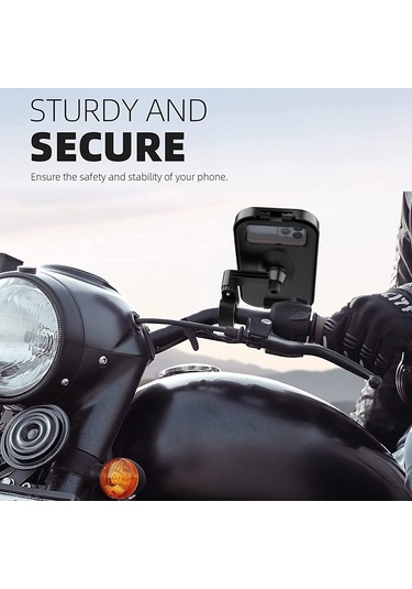 Hl-159 Su Geçirmez Motosiklet Dikiz Aynası 47-68 Inç Telefonlar Için Telefon Montaj Tutacağı Rotasyonu - Tamamı Siyah