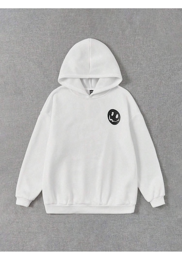 You Must Believe Sweatshirt - Beyaz Baskılı Oversize Kapüşonlu Beyaz