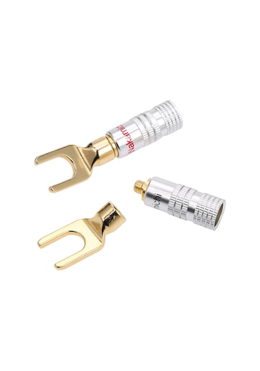 Y Spade Hoparlör Prizleri Kablo Bağlayıcı Ses Hoparlör Bağlayıcı Amplifikatör Adaptörü Sol Ve Sağ Kanallar Altın Kaplama Hoparlör Prizi