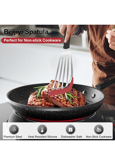 Gajeena 2'li Paslanmaz Çelik Süzgeç Spatula Seti: Teflon Tavaslara Uygun, Esnek İnce Kenar, Balık Ve Yumurta Döndürme