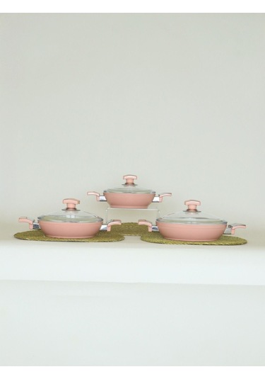 6 Parça Seramik Omlet Pembe Pembe