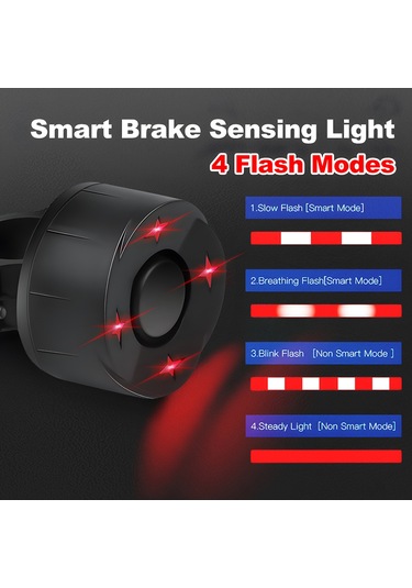 Kosona Siyah Bisiklet Arka Lambası: Usb Şarjlı, 110db Antifantezi Alarm, Çoklu Işık Modu, 2 Kumanda 700mah Li-pil