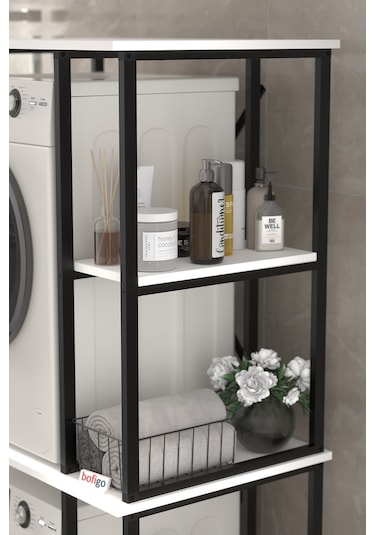 Bofigo Çamaşır Makinesi Dolabı Kurutma Makinesi Dolabı Metal Banyo Dolabı Mısra Beyaz