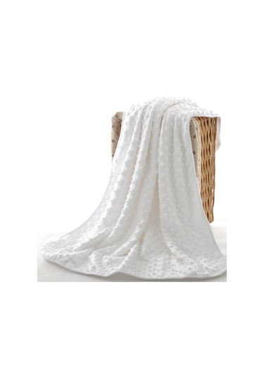 Sones İlkbahar Ve Sonbahar Çift Katlı Bebek Örgü Polar Battaniye Yatak Örtüsü Beyaz