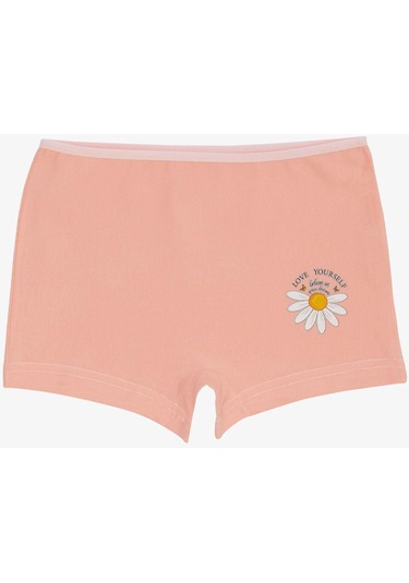 Breeze Kız Çocuk Boxer Papatya Baskılı 5-11 Yaş, Somon-somon Somon
