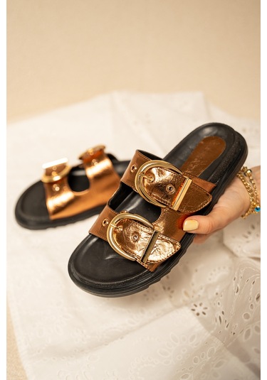 Craft Kadın Gold Toka Detaylı Terlik Bakır