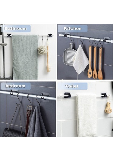 Adet Kendinden Yapışkanlı Perde Çubuğu Braketi Delinmeyen Perde Çubuğu Klipsi Siyah