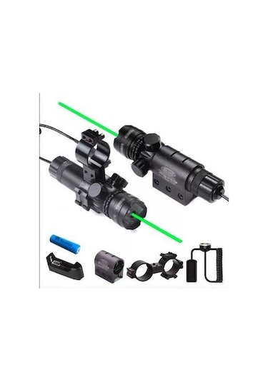 Maoyaya Yeşil Optik Maser Yüksek Güç El Feneri, Usb Şarj, Ayarlanabilir Ray Montaj Siyah