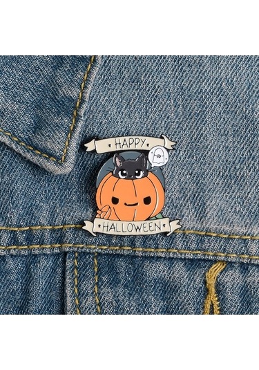 Flybuy Yaka Xz2343 Rozet Kot Karikatür Cadılar Broş Bayramı Aksesuarı Adet 5 Ze Çok Renkli