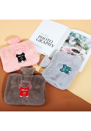 0688 Pvc Peluş El Takılabilir Su Dolu Sıcak Su Torbaları Gri