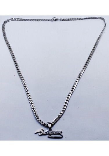KEMAL ATATÜRK YAZILI UZUN ÇELİK KOLYE Gümüş