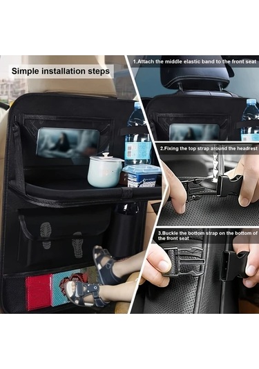 Dashanshop Katlanır Masa Fonksiyonlu Oksford Koltuk Arkası Organizer - Çok Cepli Dayanıklı Araç Saklama Çantası