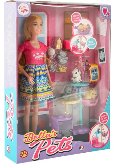 Bella's Pet Oyuncak Bebek Sarı Saçlı Pembe Tişörtlü