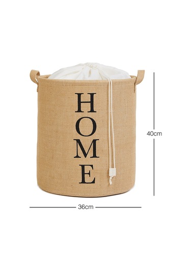 Ocean Home Textile Ağzı Büzgülü Home Jüt Çamaşır Sepeti 36 x 40 cm