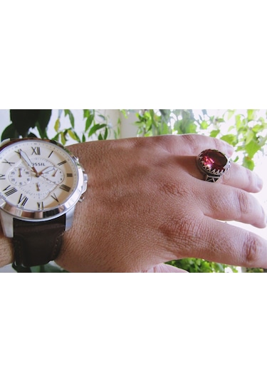 Zultanit Oval Büyük Taşlı Gümüş Erkek Yüzük