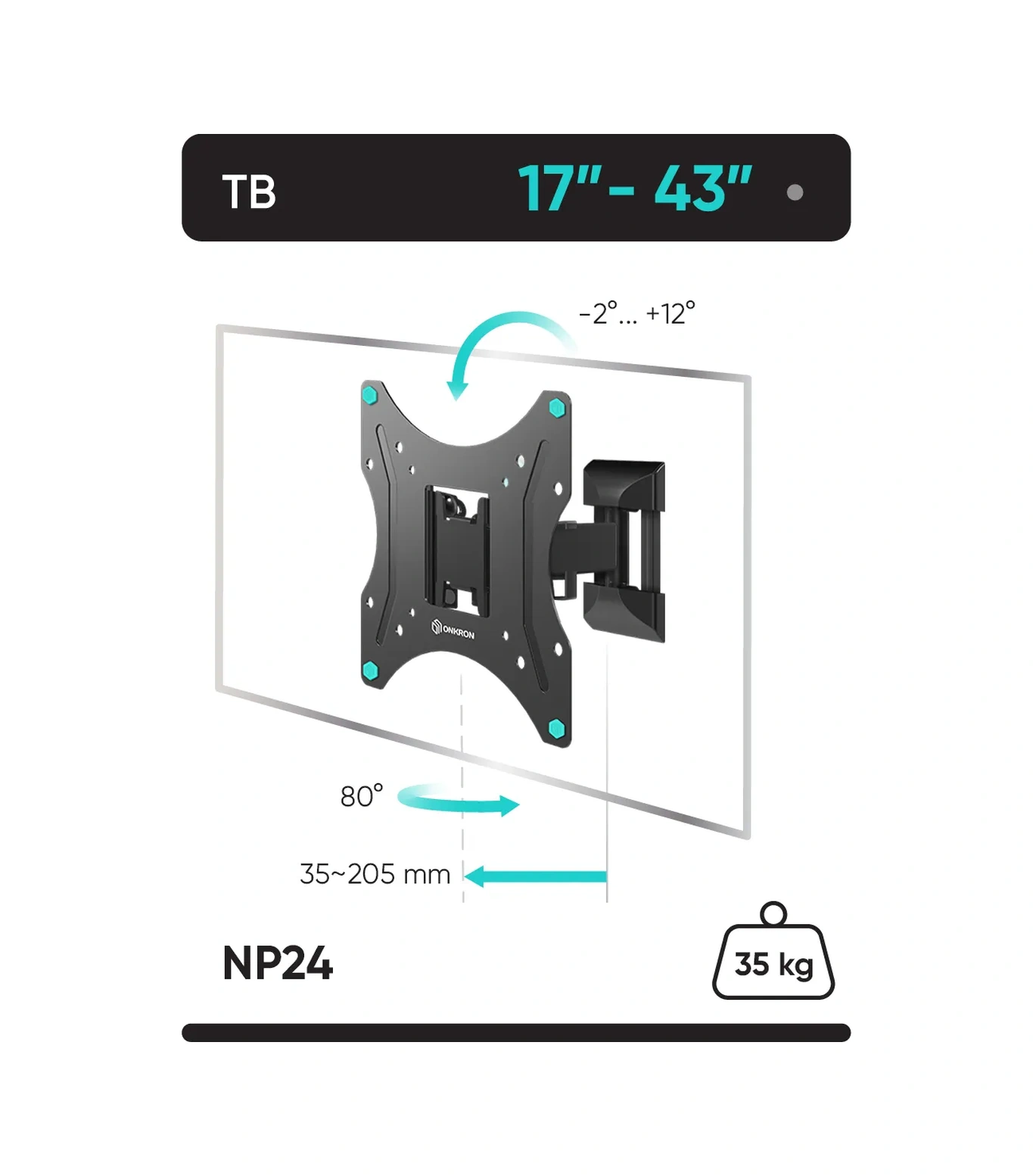 Onkron 17-43 Eğimli Ve Dönebilen Tv Konsol Braketi, Np24 10587560
