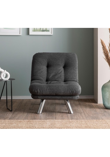 Pafu Hippo Tekli Yataklı Koltuk Keten - Koyu Gri Koyu Gri