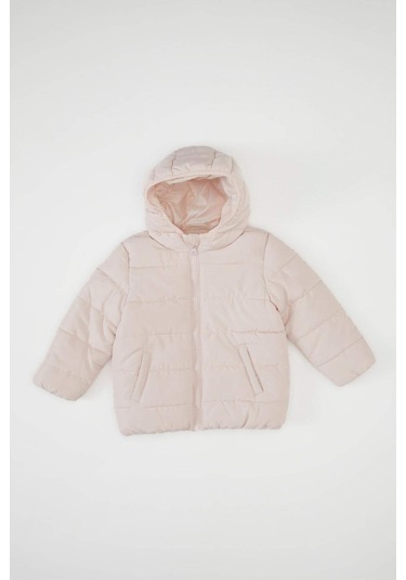 Defacto Kız Bebek Su İtici Beli Lastikli Kapüşonlu Şişme Mont C5317A524AUPN364 Pembe