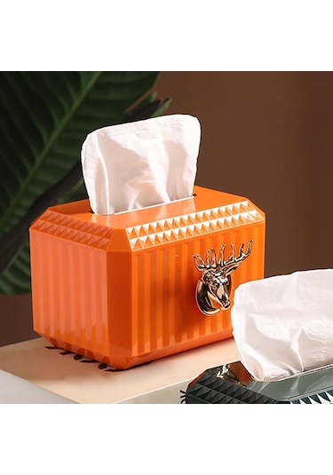 Suntek Tezgah Turuncu Peçete Kağıt Tutucu Geyik Kafası Heykel