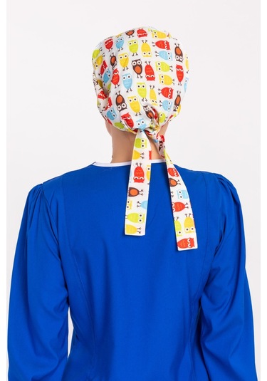 Sarı Baykuş Desenli Tessetür Hemşire Doktor Bone Sarı