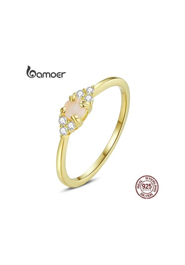 Bamoer 925 Ayar Gümüş Zarif 4 Renk Kristal Zirkon Parmak Yüzük Kadınlar İçin Moda Takı A-6