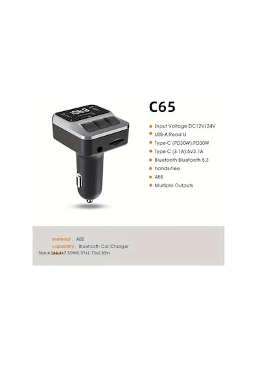 Honeybeeshop 2025 Yeni Araba Kablosuz 5 3 Fm Verici Koyu Kahverengi Hizli Sarj Pil Olmadan Araba Tak