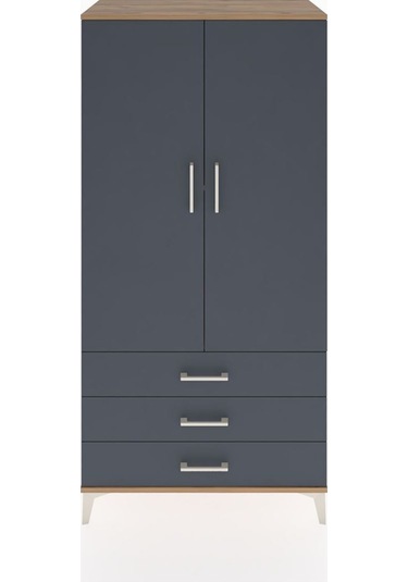 Hyperion Dolap 2 Raflı 3 Çekmeceli 2 Kapaklı 88x44x182 Çam-antrasit Atlas Çam
