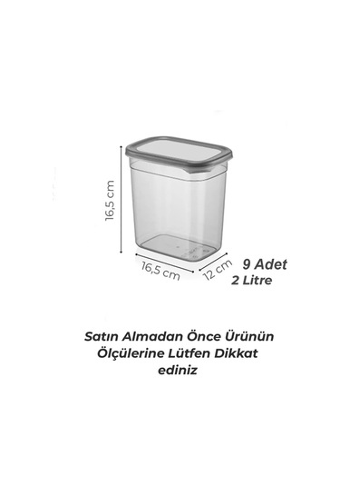 KitchenLife Antrasit Moly Dikdörtgen Saklama Kabı Seti 2000ml Çok Renkli