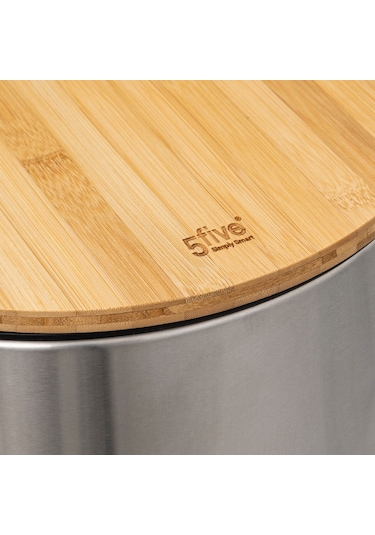 5five Çöp Kovaları Simply Smart Bambou 30 Lt Metal Inox