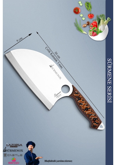 Sürmene Serisi Large Almazan Mutfak Kamp Şef Bıçak Et Ekmek Sebze Kamp Şef Bıçağı Kahve Mft-231 Kahverengi