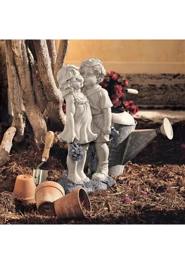 Suntek Bahçe Heykeli Dekorasyon Erkek Ve Kız 15x8x4cm